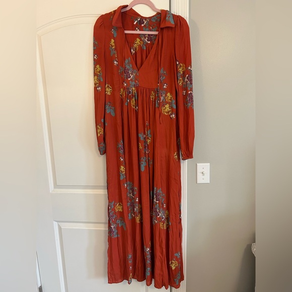 Free People Dresses & Skirts - Free People Red Long Sleeve Maxi Dress Medium